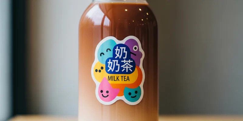 mẫu tem sticker, tem dán chai trà sữa đẹp