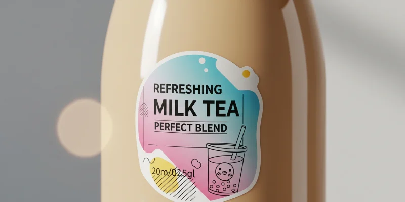 mẫu tem sticker, tem dán chai trà sữa đẹp