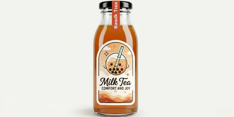 mẫu tem sticker, tem dán chai trà sữa đẹp