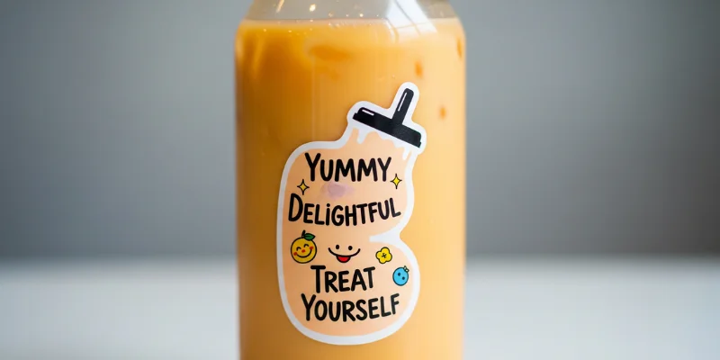 mẫu tem sticker, tem dán chai trà sữa đẹp