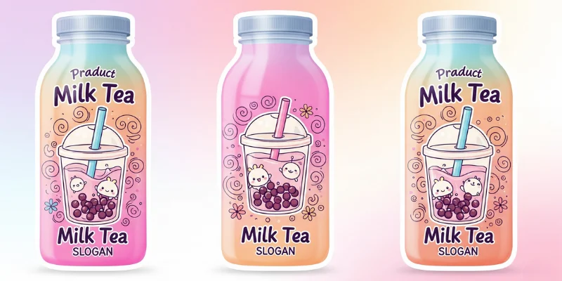 mẫu tem sticker, tem dán chai trà sữa đẹp