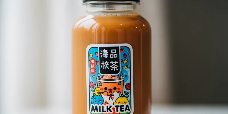 mẫu tem sticker, tem dán chai trà sữa đẹp