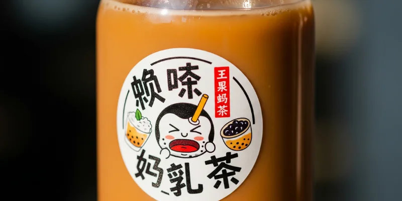 mẫu tem sticker, tem dán chai trà sữa đẹp